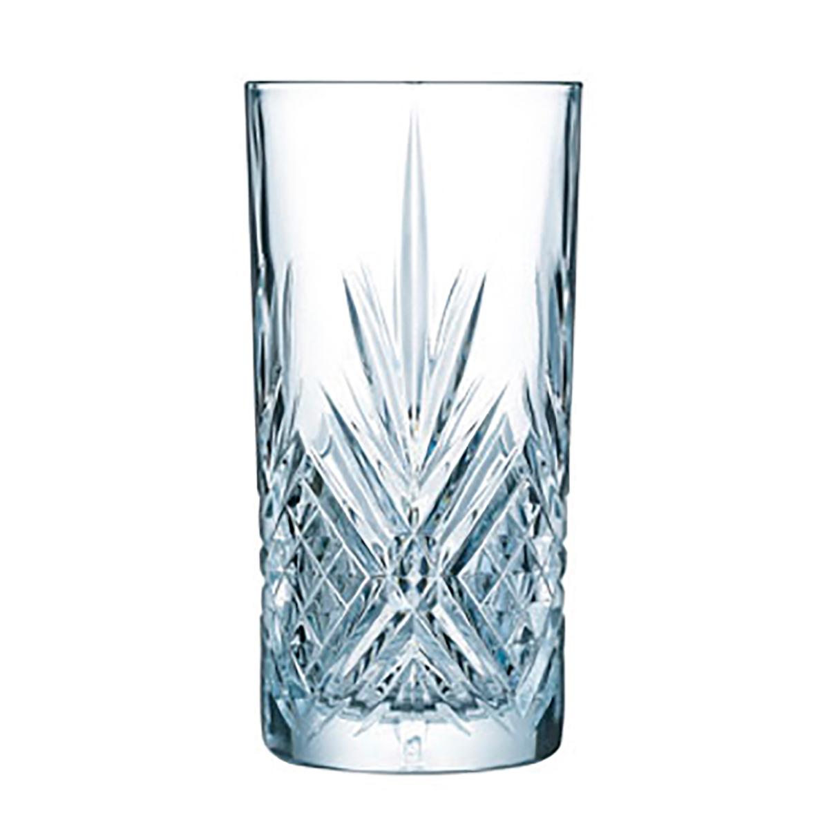 ARCOROC BROADWAY Caja 6 Vasos Altos Vidrio 38CL Transparente Brillo Fabricado en Francia Reciclable
