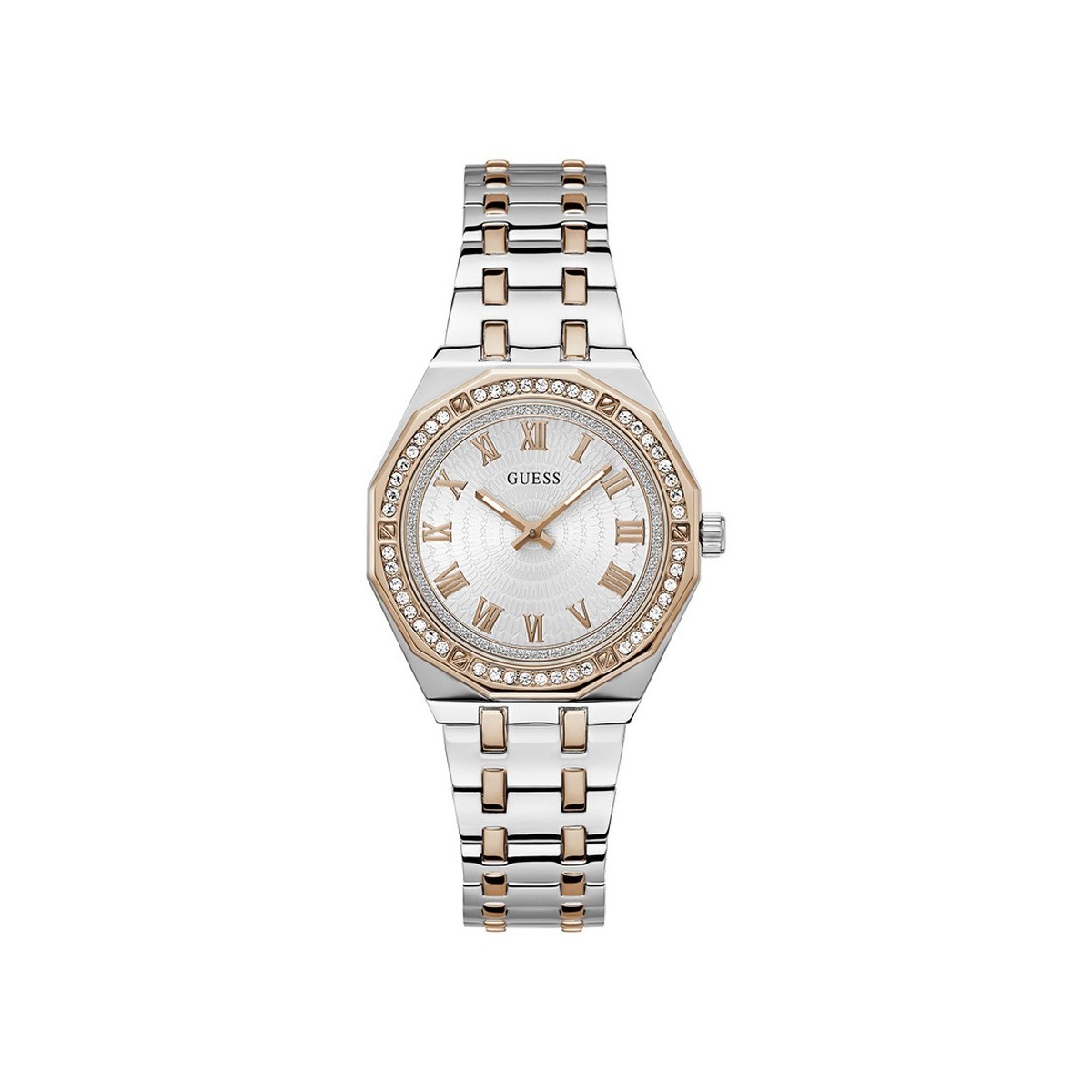 Reloj Guess Mujer DESIRE GW0770L5 Acero Inoxidable bicolor rosado indicadores números romanos