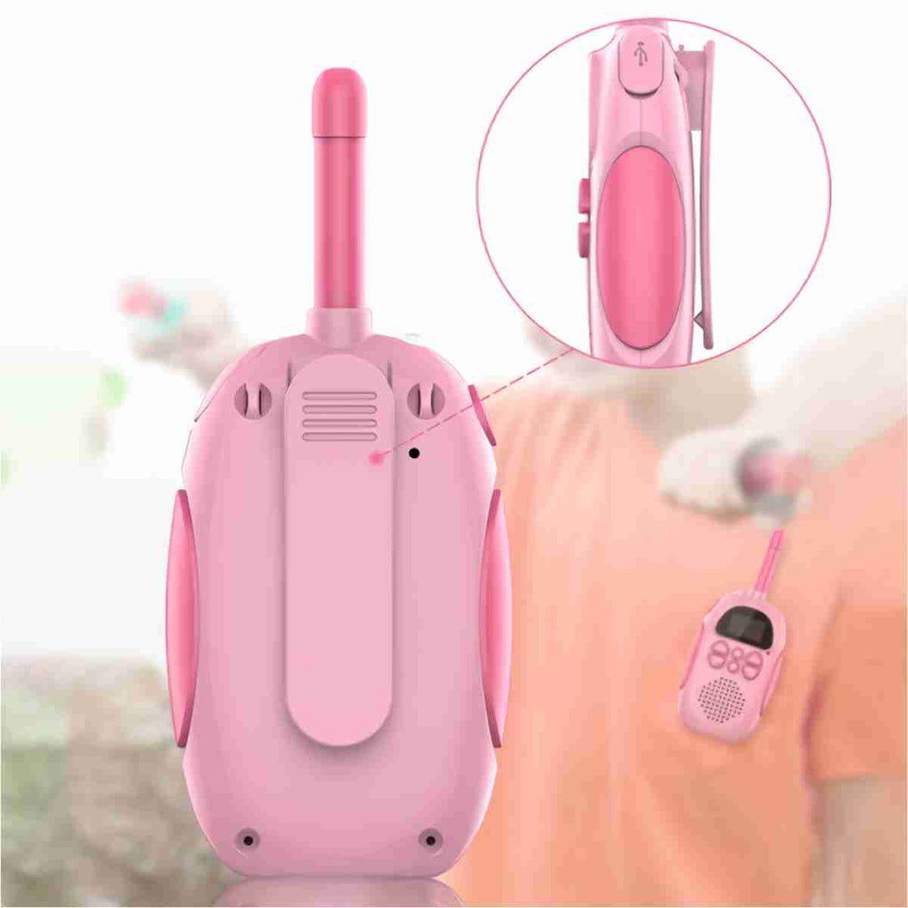 ALMALUX Walkie Talkies Niños Recargables 3km Linterna Sonido Claro Bloqueo Canal Pack Azul Rosa Regalo para niños ideal!!