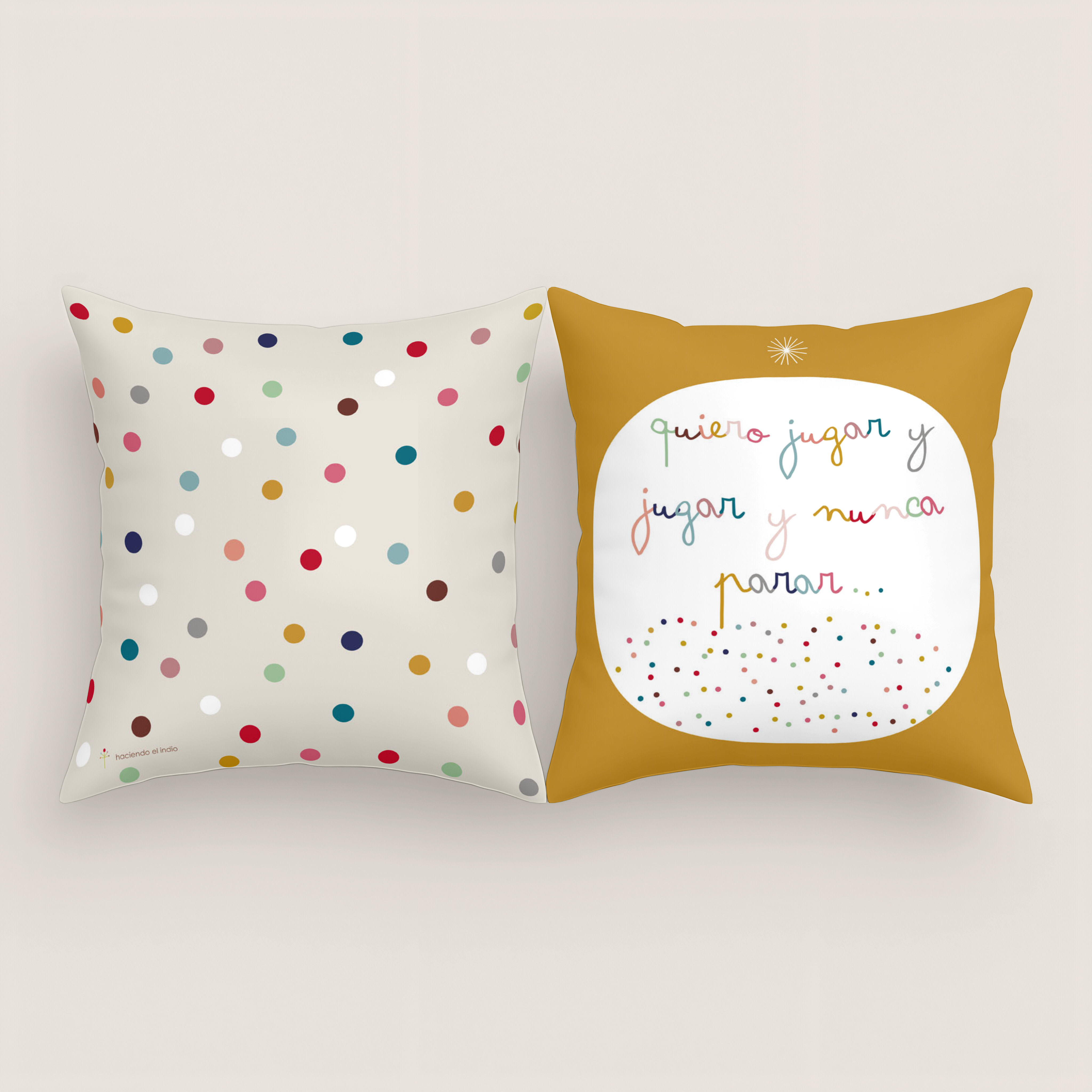HACIENDO EL INDIO - Funda Cojín Infantil Estampada 100% Algodón - 40x40 cm - Funda Cojín Doble Cara, Sin Relleno y Con Cremallera - Tacto Extrasuave - Fabricado en España