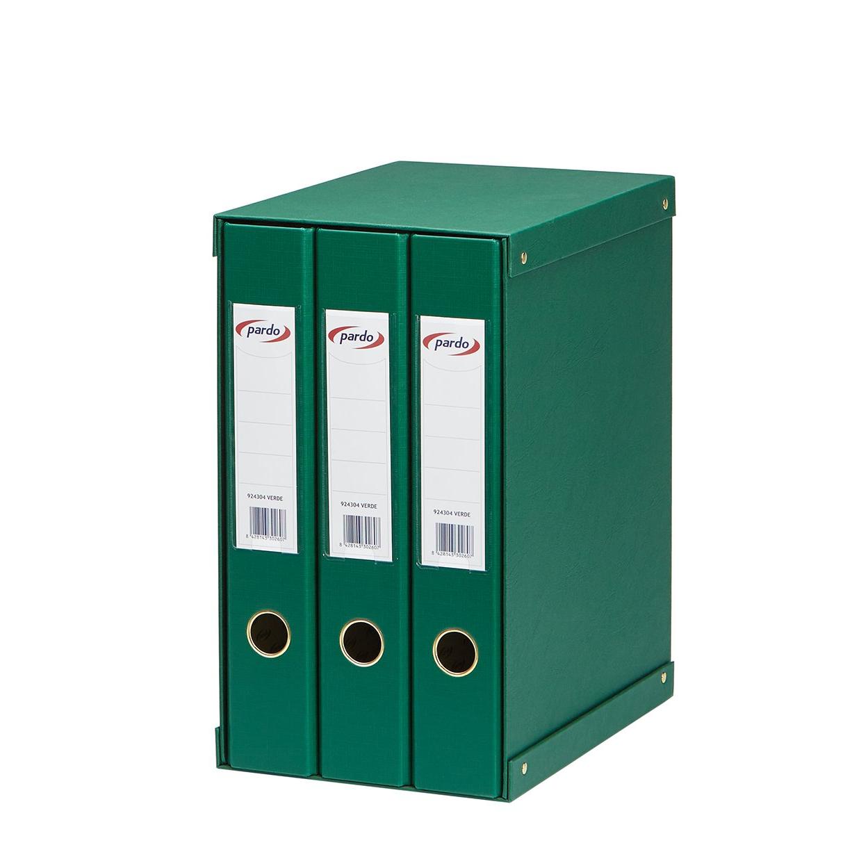 Pardo 924304 - Modulo de 3 archivadores folio, color verde