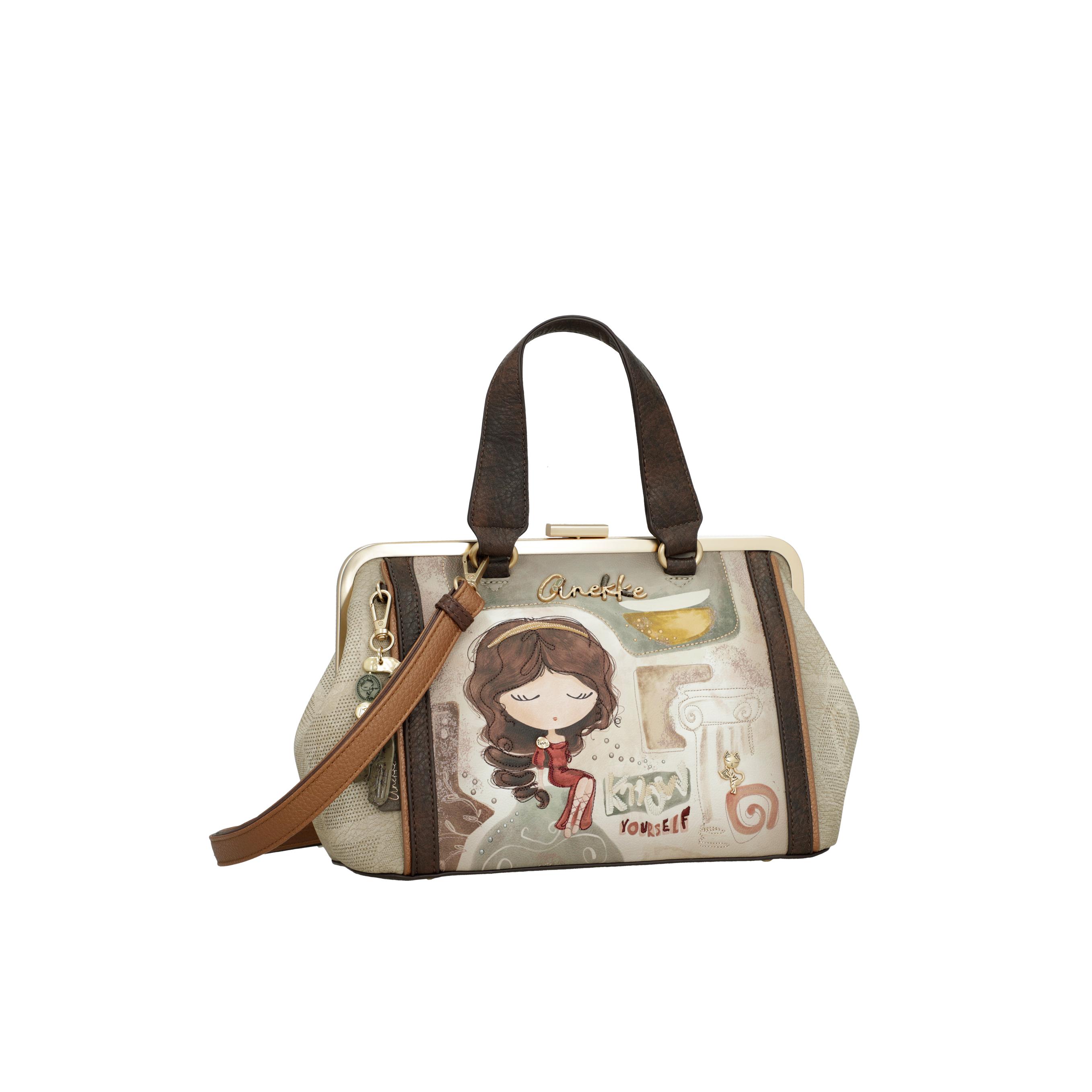 Bolso de boquilla Anekke Muse - Dos asas cortas de mano - Asa bandolera regulable y extraíble - Bolsillo trasero - Ref. 42701-009 - Mide 36 x 21 x 14 cm