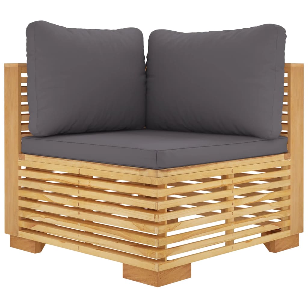 Vidaxl Sofá Esquina Jardín Madera Maciza Teca Crema