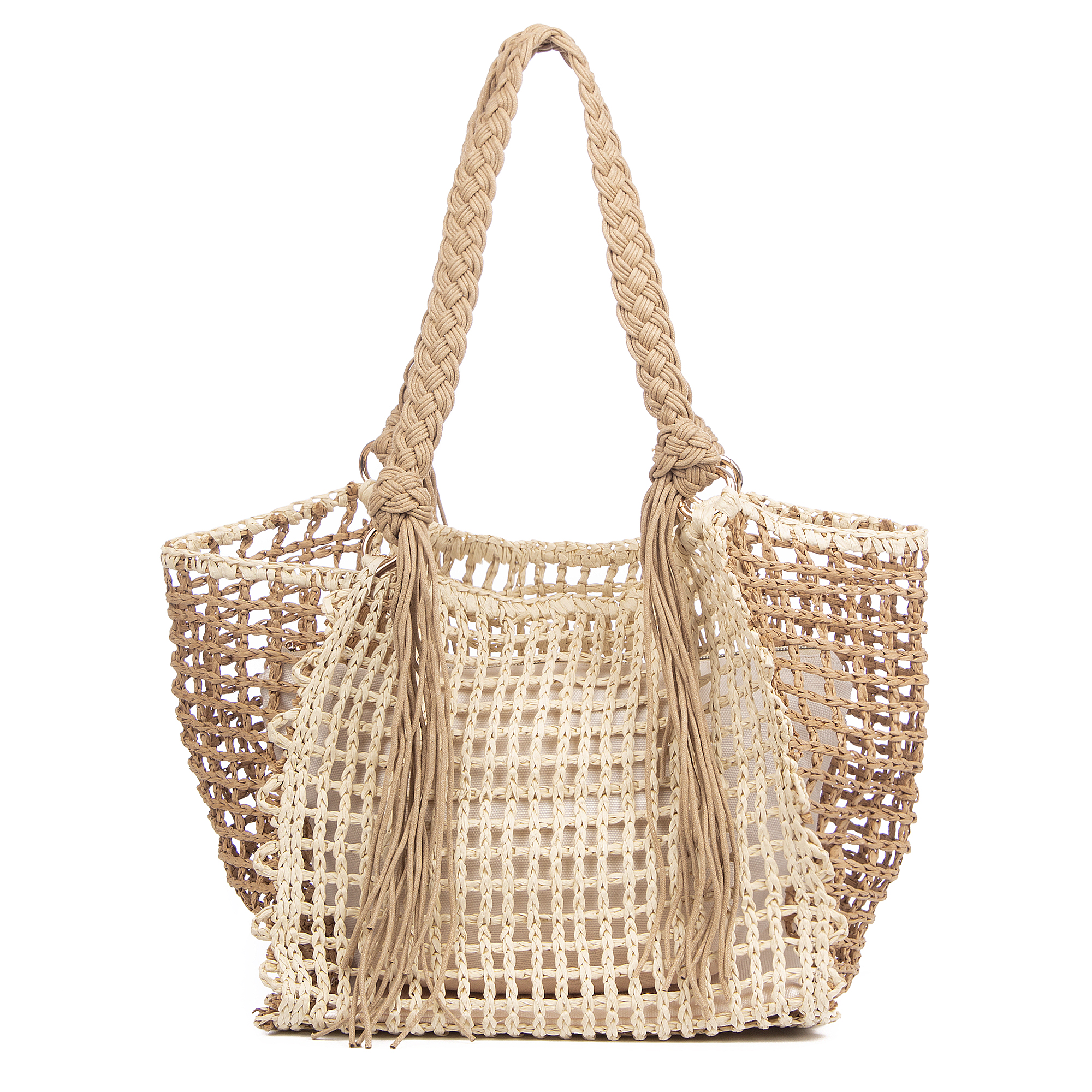 FIRENZE ARTEGIANI Berceto Bolso tote Mujer. Fabricado en papel trenzado. Color: Beige