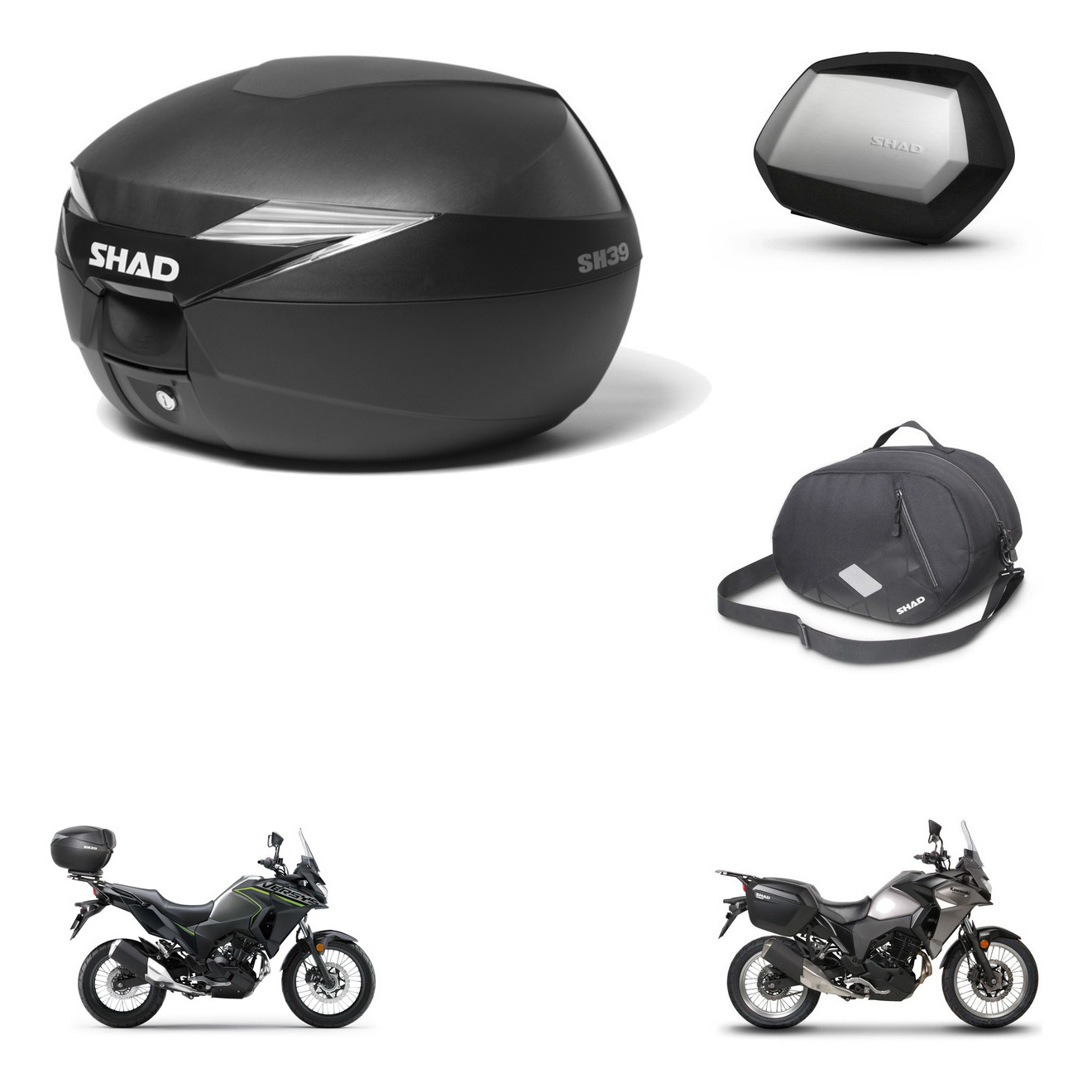 Maletas Laterales + Baul Trasero + Bolsa Interna + Herraje 3P + Herraje Montaje Sh39 Sh 39 Sc Sh35 Premium KIT-247299