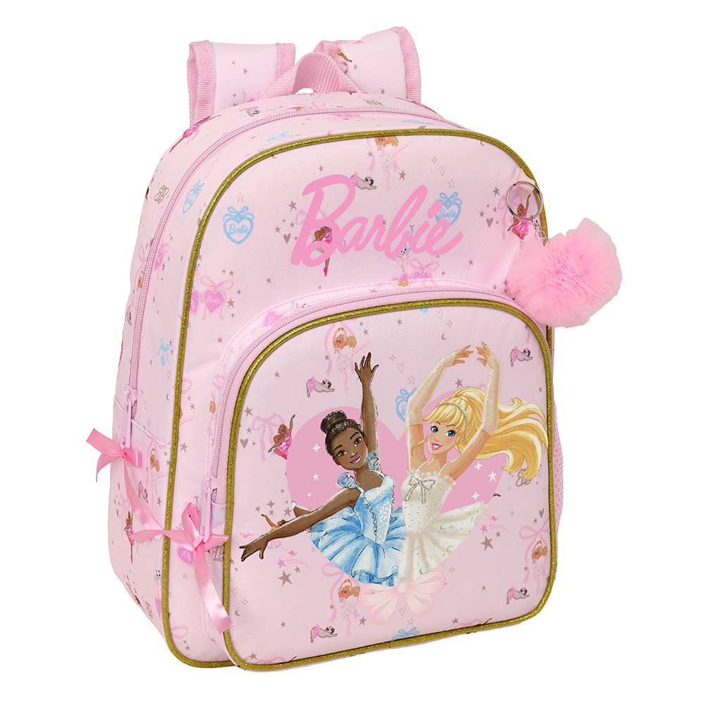 SAFTA | Mochila Escolar Barbie Rosa con Estampado de Ergonómica y Acolchada, Compartimento Principal con Cremallera, Tarjeta Identificación, Asa Superior, Infantil Vuelta al Cole, Bolsillo Interior