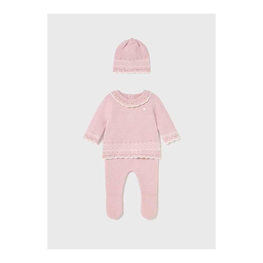 Moda infantil niña MAYORAL 2.556 064 CONJUNTO POLAINA Y GORRO TRICOT CUARZO 37485 25I