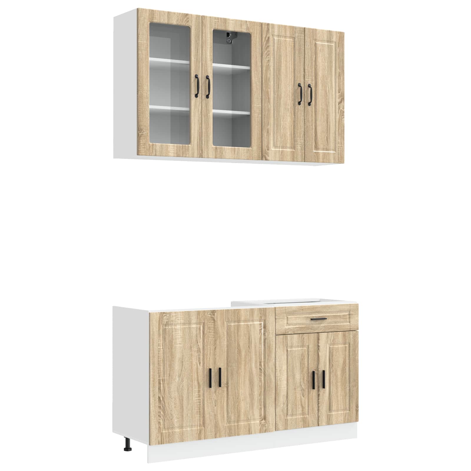 vidaXL Unidad de cocina PORTO 4 uds.  Madera de ingeniería Multicolor