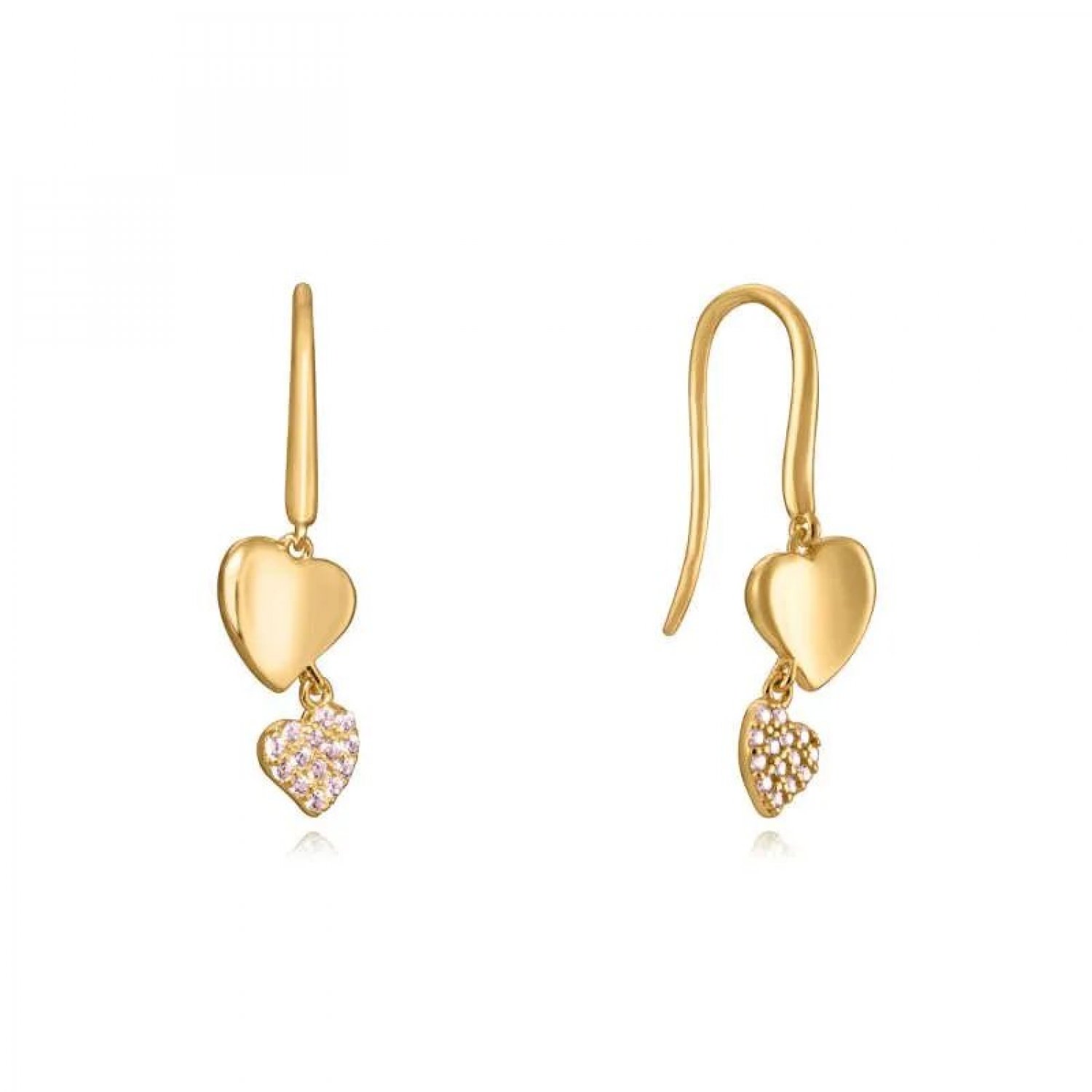 Viceroy Pendientes Love de plata bañados en oro con corazones de circonitas