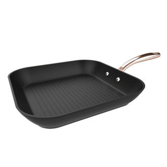 CECOTEC 01121 Grill cuadrado de aluminio forjado y mango acabado oro rosa Polka Fantasy 28 Grill Golden