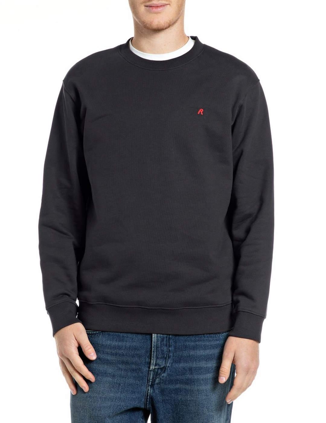 Sudadera Replay lisa azul marino sin capucha para hombre