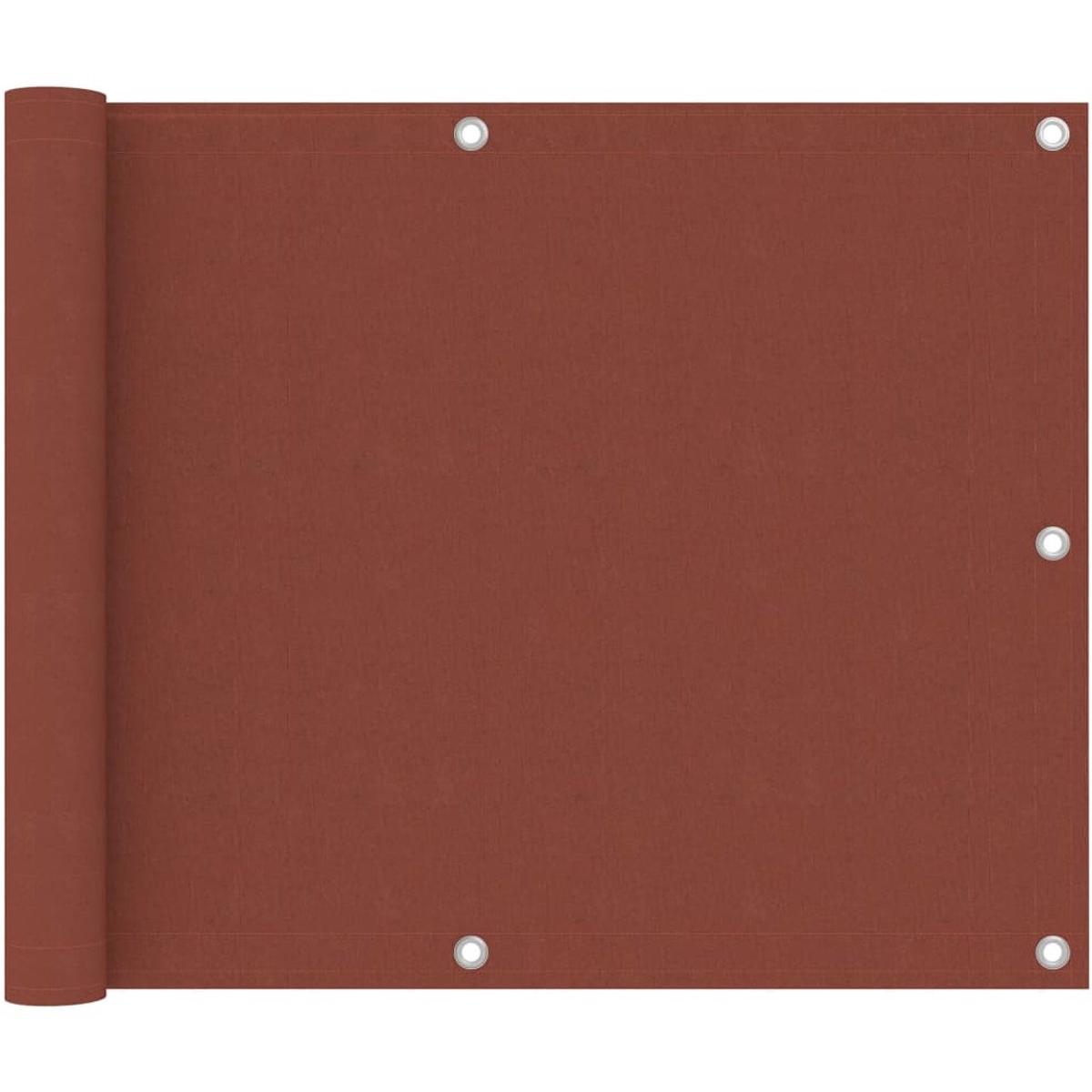 Mampara para balcón - 75x500 cm - Mampara de privacidad para balcón - Tela Oxford - Terracota - Protección contra el viento y resistente a los rayos UV - Elegante separador para barandilla baja