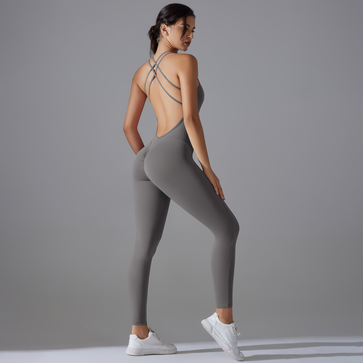 OmHO Body de Yoga with Espalda Descubierta, Conjunto de Fitness, traje Deportivo DE UNA Pieza, body elástico, ropa de Gimnasio, ropa Deportiva de Realce