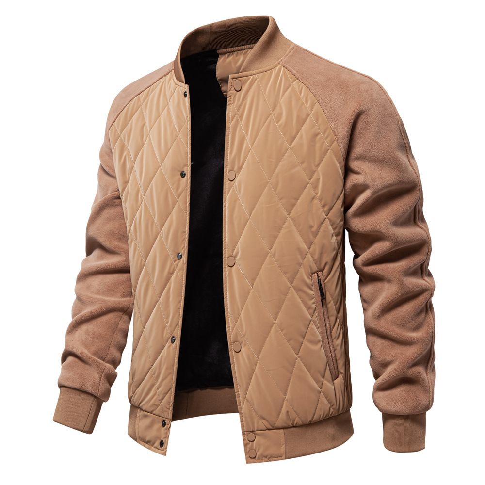 TK Chaqueta informal acolchada, gruesa y forrada con forro polar, ideal para otoño, con mangas raglán. Chaqueta de hombre de primera calidad.