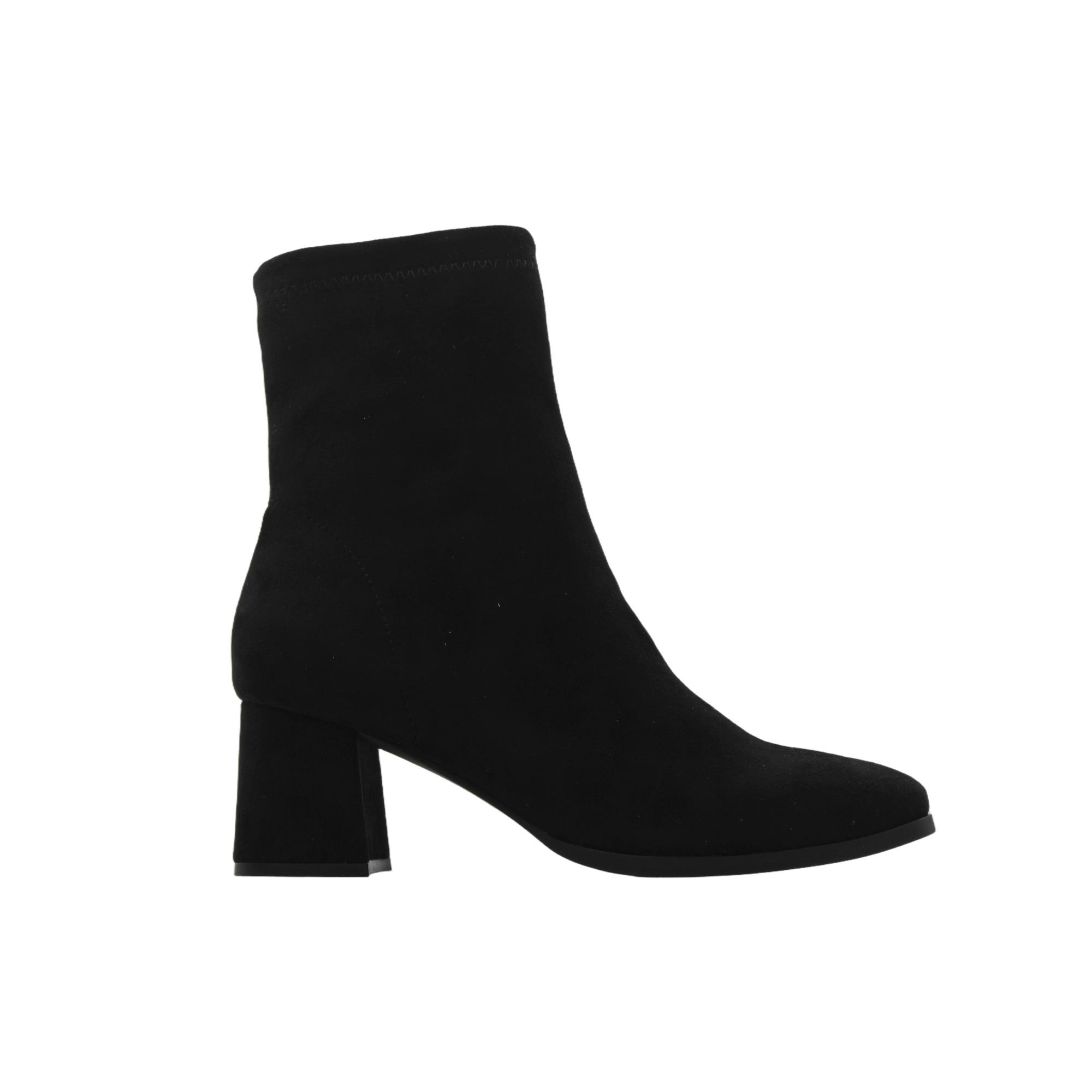 ETIKA 32012 Botines calcetín de antelina, stretch, cremallera, tacón bloque medio, suela de goma, para señora
