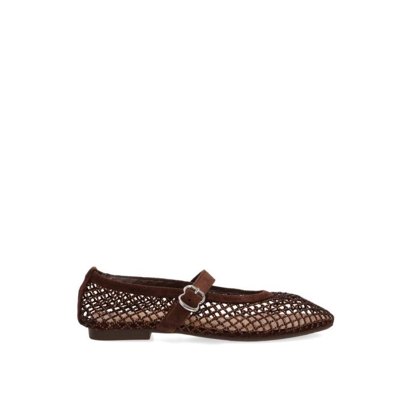 Bailarina Ideal Shoes - Mujer - Suela Plana - Modelo 9861 - Color Marron