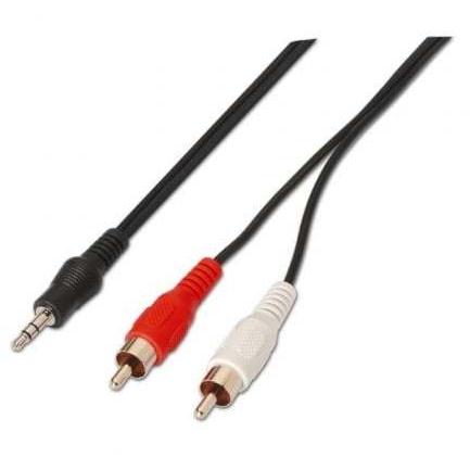 Cable Estéreo Aisens A128-0147/ Jack 3.5 Macho - 2x RCA Macho/ Hasta 0.1W/ 1.5m/ Negro