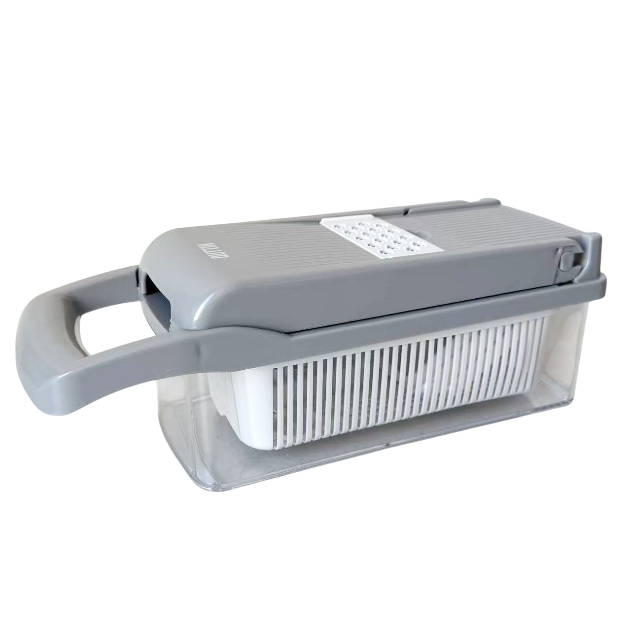 QUTTIN - Cortador Rallador Multifunción con Deposito con 5 Cuchillas Múltiples Intercambiables para rallar o Rebenar + 2 Cuchillas de Corte a Dados, Mandolina de Cocina - QUTTIN - | Amystyle
