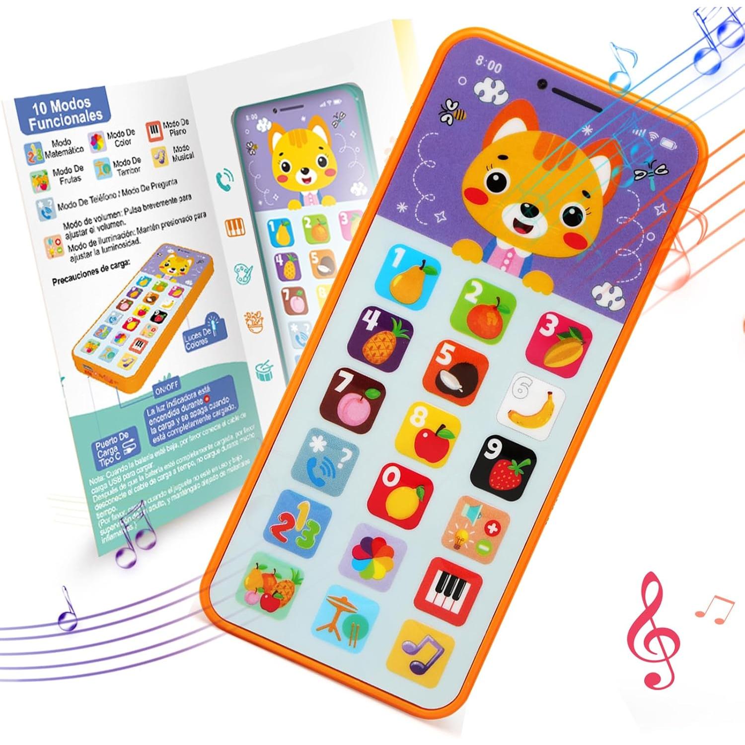 Juguetes Musical Bebes 6-12 Meses, Juguete Teléfono Movil Niñas Niños 1 Año con Sonidos y Canciones, Regalo Bebe 1 Año de Navidad de Cumpleaños
