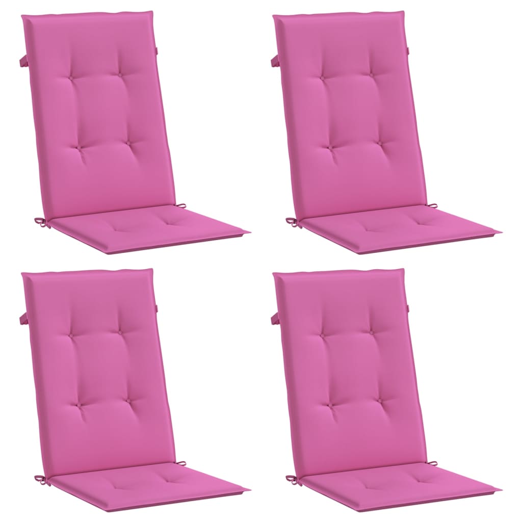 vidaXL Cojines para sillas con respaldo alto 4 uds tela rosa
