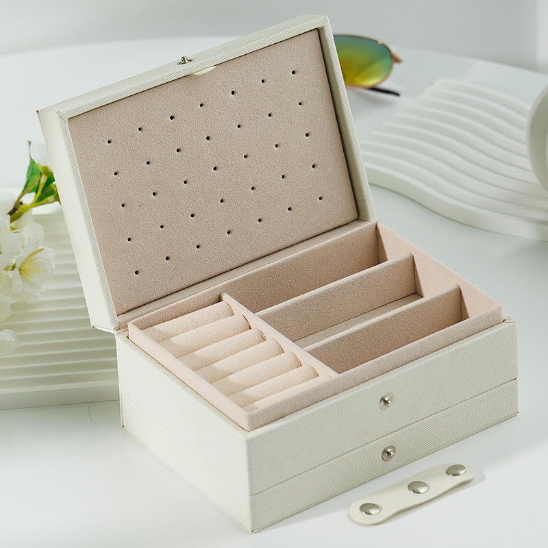 TK Caja De Almacenamiento De Joyas De Cuero PU Portátil Gran Capacidad Para Viaje Organizador De Joyas Con Mostrador a Prueba De Polvo Para Collares Pendientes Y Anillos