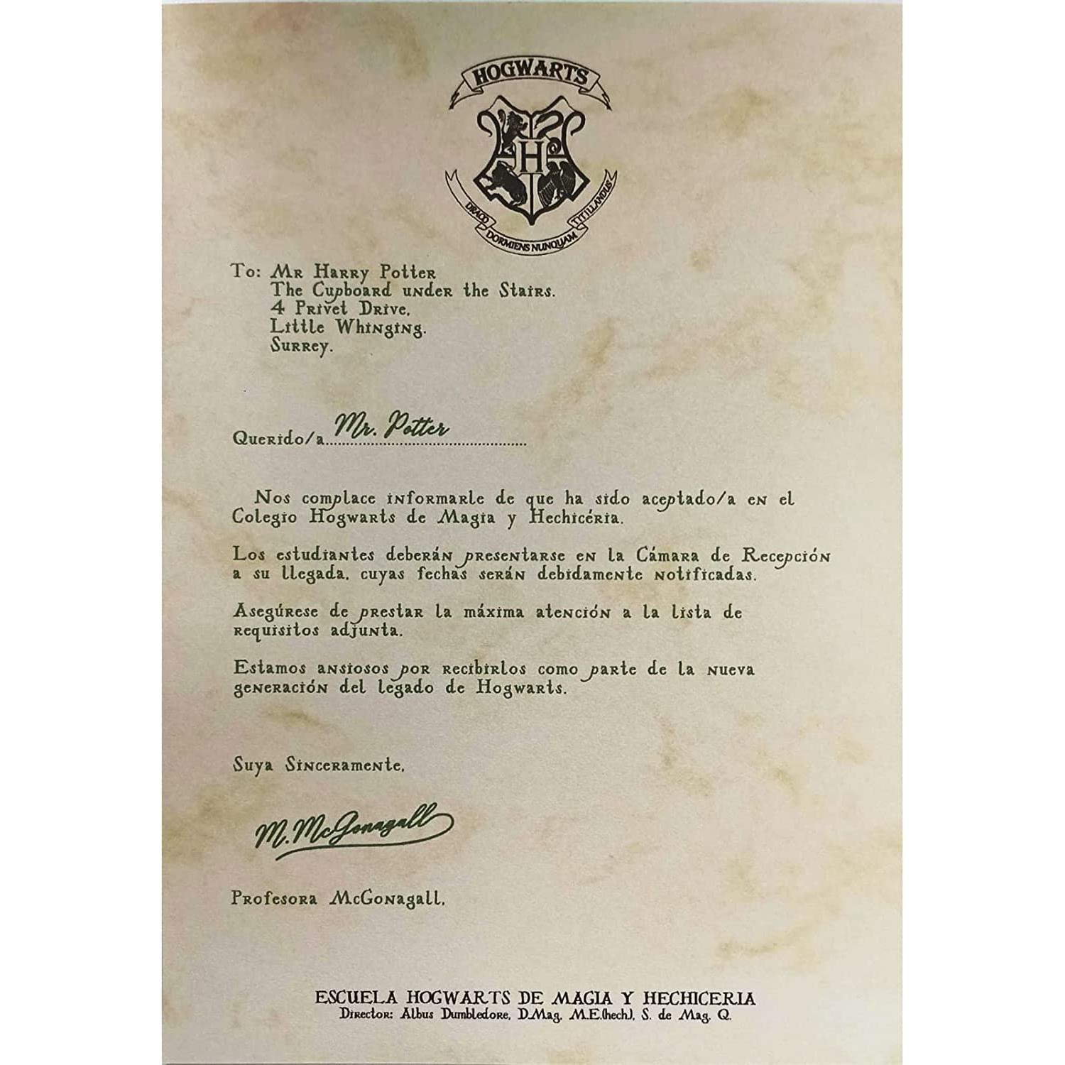 AKARURE Carta Aceptación Escuela de Magia en Español