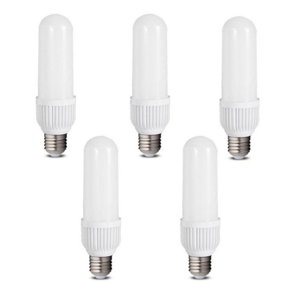 5 uds Bombilla Led con forma de tubo, bombilla forma tubular largo, 9W, luz fria/blanca 6500K y luz calida/amarilla 3000K, casquillo grande E27, Don Feliz