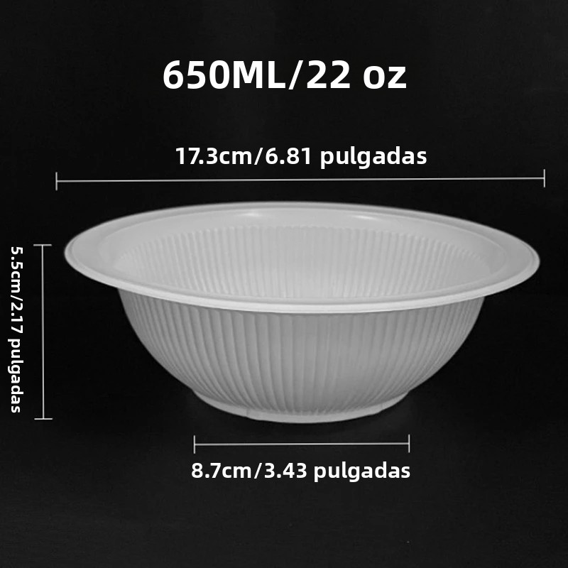 TK Bollos De Plástico Blancos Desechables 650ML Para Fiestas De Cumpleaños Navidad Y Jornadas Infantiles Pack De 10/20/50