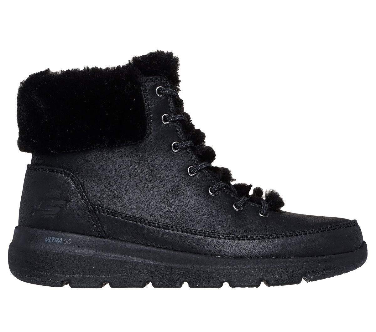 Skechers On-the-GO Glacial Ultra Wonderland 144202 - Botines de Invierno Mujer Negro con Forro de Borreguito y Suela Ultra Go