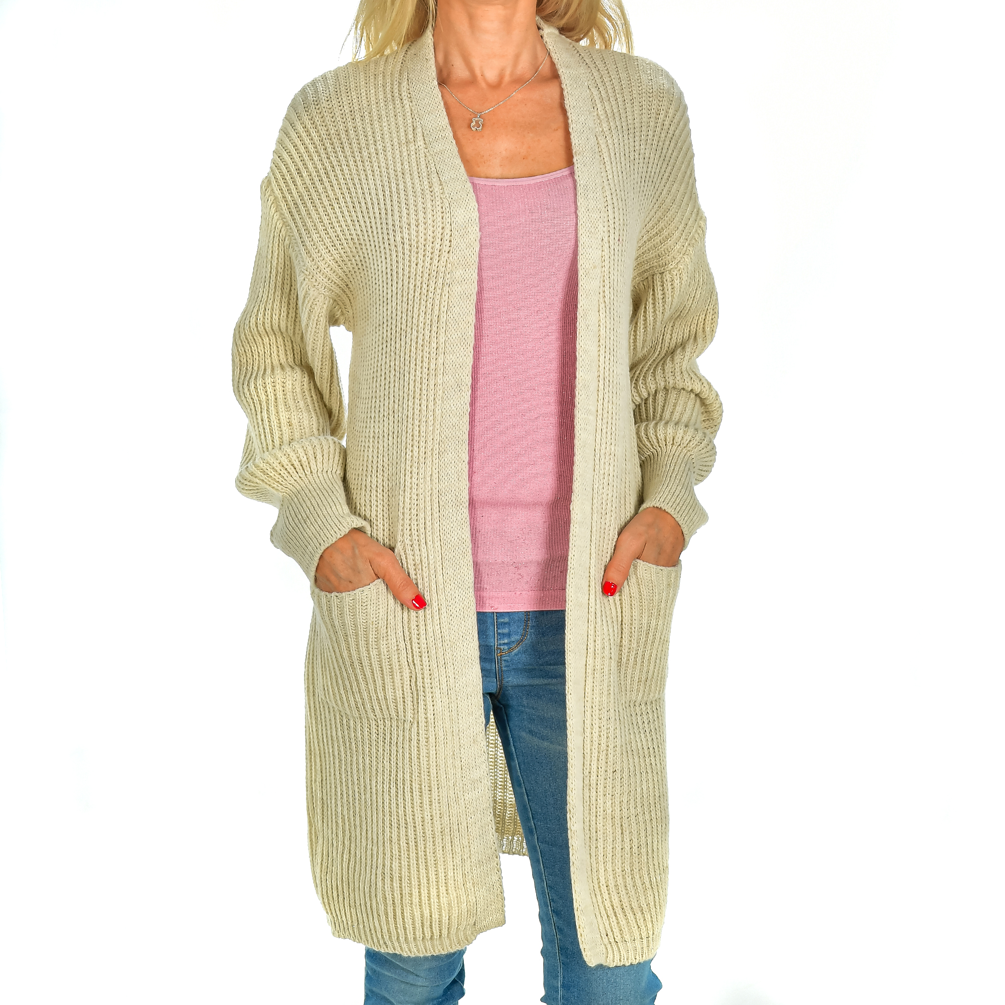 Firenze Artegiani. Cardigan largo oversized talla única. Made in Italy.