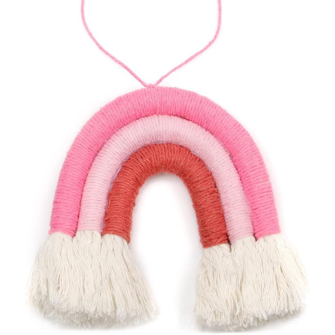 Artree | Decoración de pared Arcoiris 7cm, Colgante Arcoiris de Macramé, Arcoiris Decoracion habitacion, Tapices de Arco Iris Tejido a Mano,Decoración del Coche