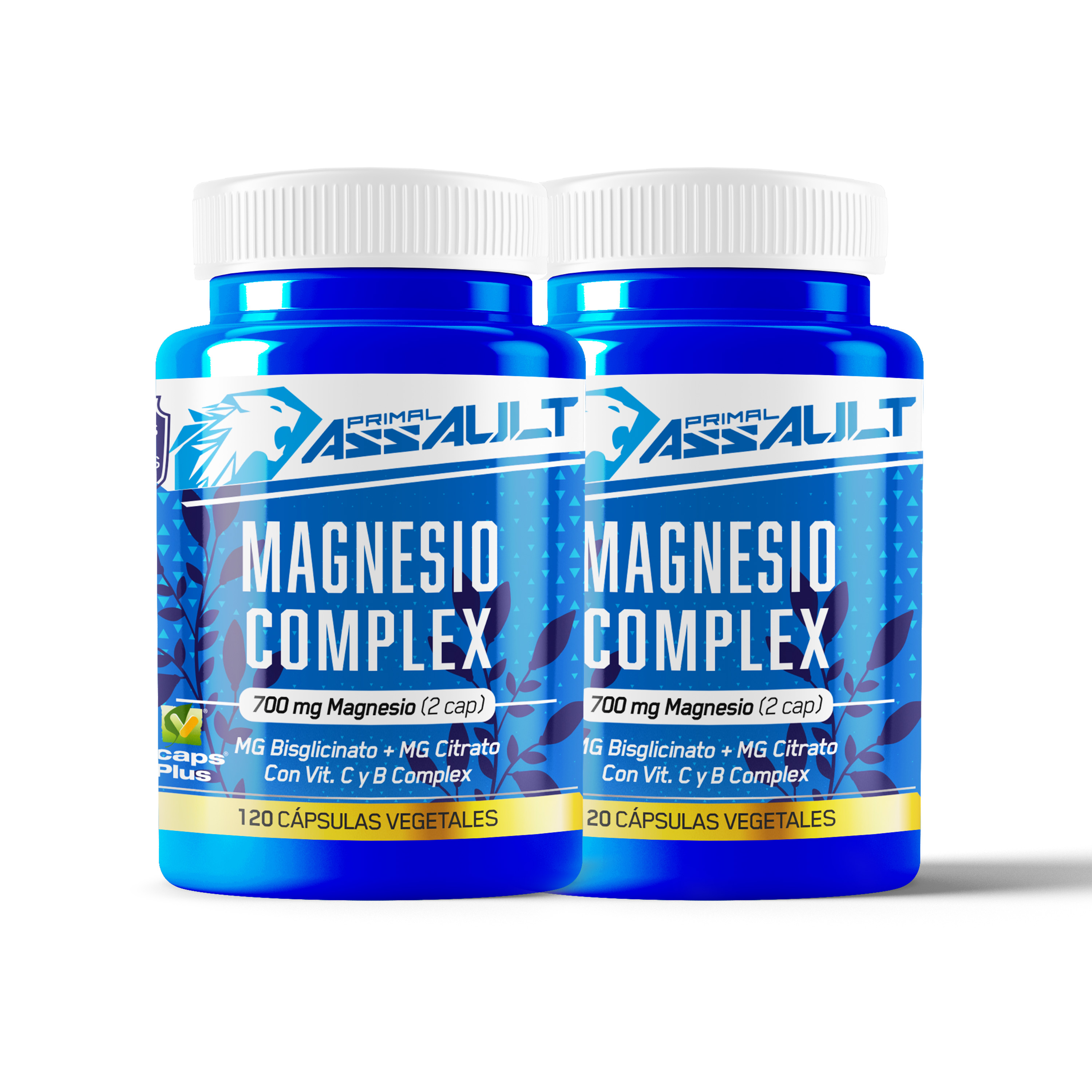 PRIMAL ASSAULT | Citrato de Magnesio 1545mg + Magnesio Bisglicinato 600mg - Reduce Cansancio y Fatiga - Magnesium Complex Alta Biodisponibilidad - 120 Cápsulas
