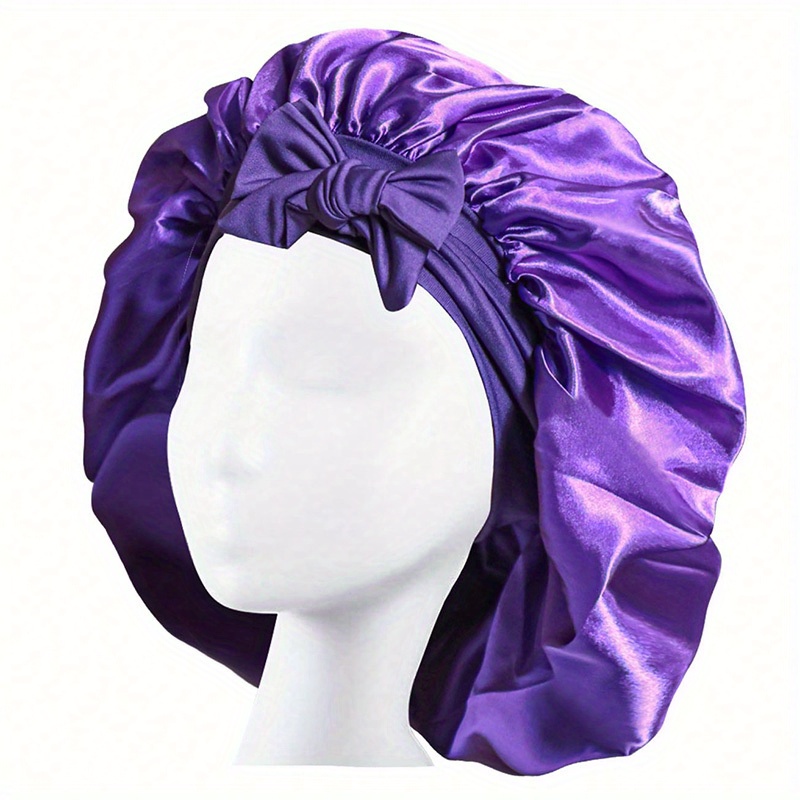 TK Gorro de seda para dormir,Gorro de dormir de satén para mujer, Gorro de dormir ajustable con elástico, doble capa, reversible, transpirable, Gorro de dormir de poliéster, protege el pelo rizado.