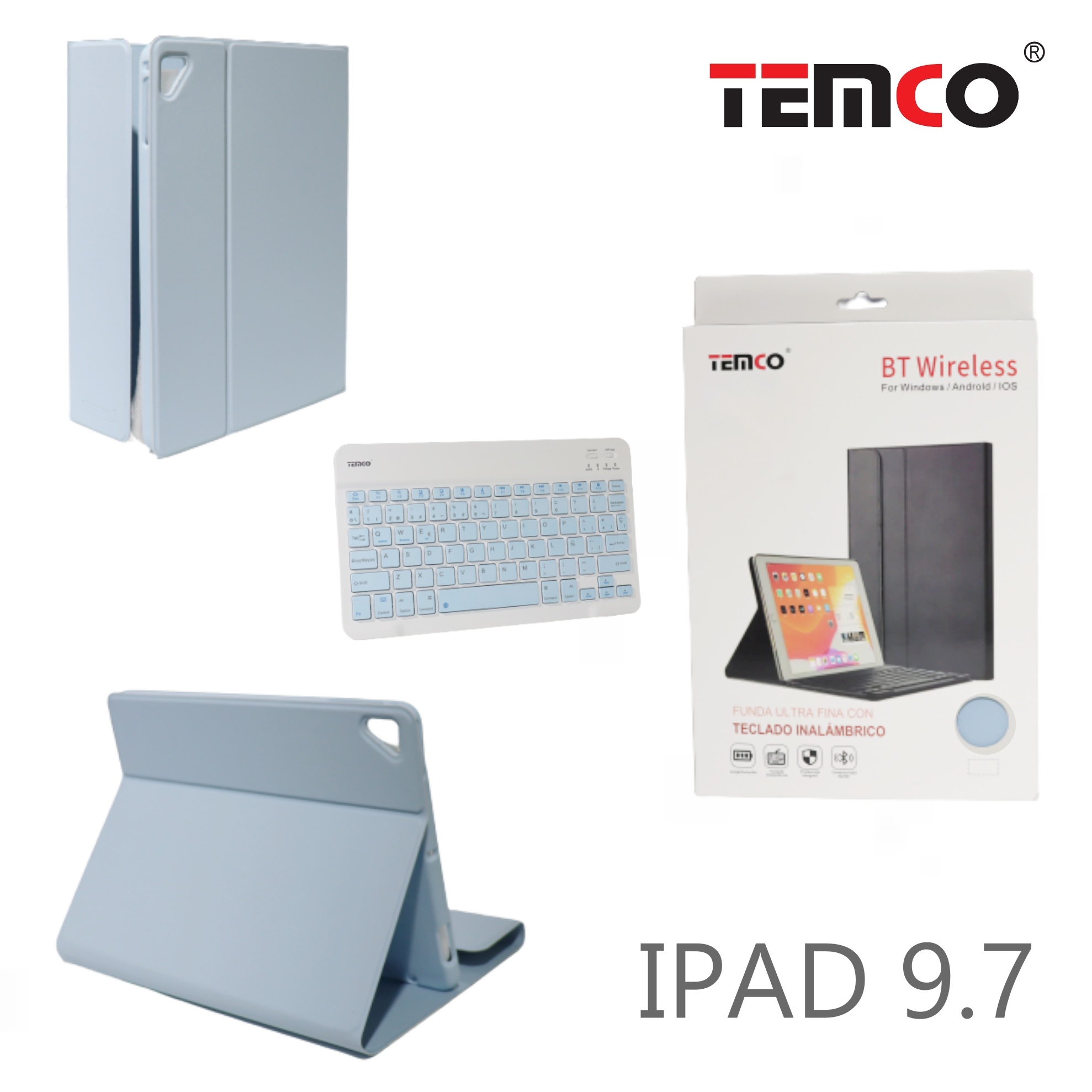Funda con teclado iPad Air/Air2/9.7 Azul