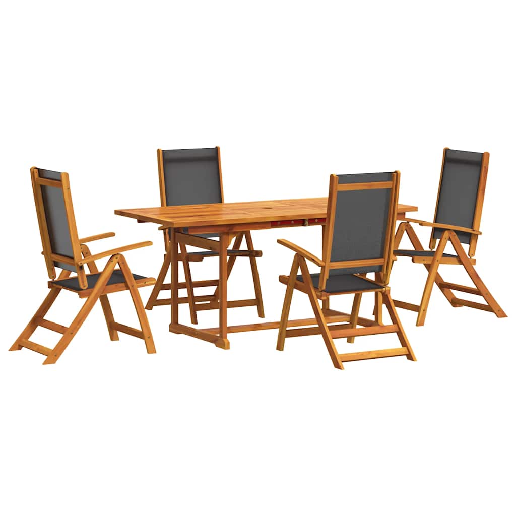 vidaXL Juego comedor de jardín 7 pzas madera maciza acacia y textileno