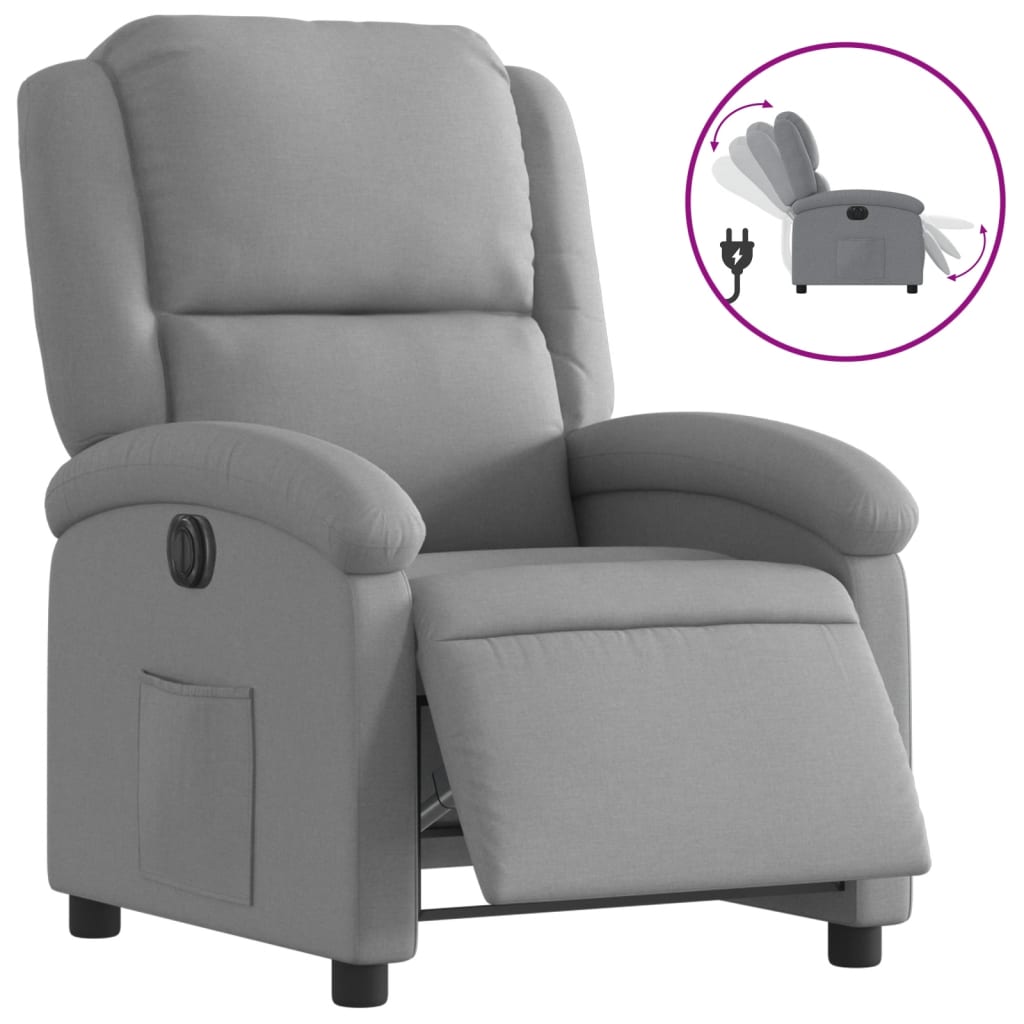 Vidaxl Sillón Reclinable Eléctrico de Tela Gris Claro