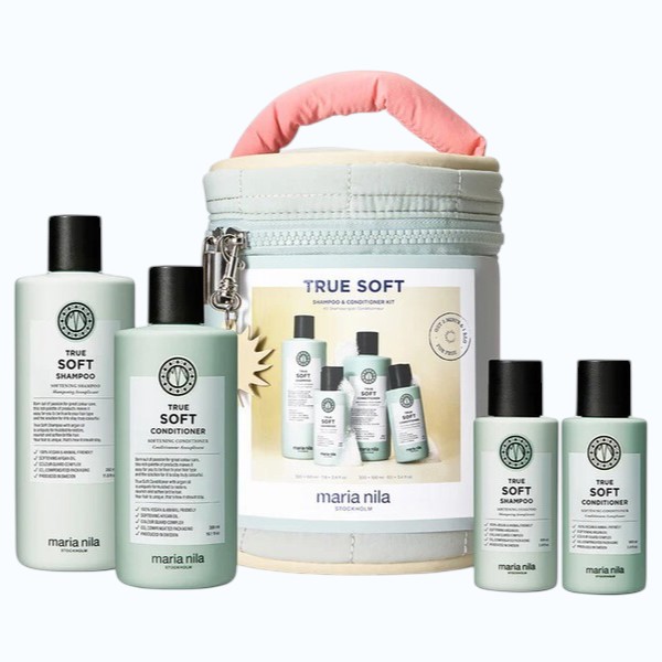 Maria Nila True Soft Pack Nutrición Cabello Seco – Champú 350 ml + 100 ml + Acondicionador 300 ml + 100 ml, Hidratación y Suavidad Sin Sulfatos