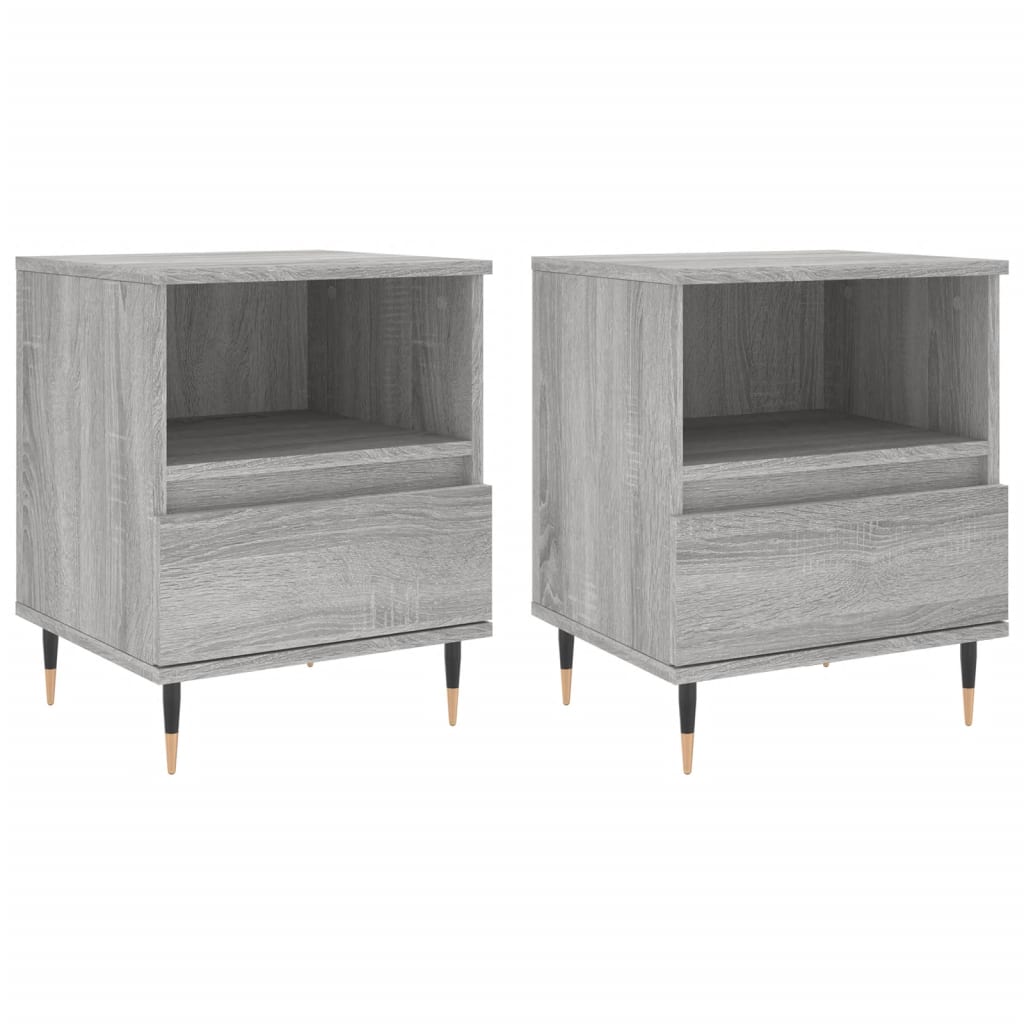 Vidaxl Mesitas Noche 2 Unidades Madera Ingeniería 40x35x50 Cm Blanco
