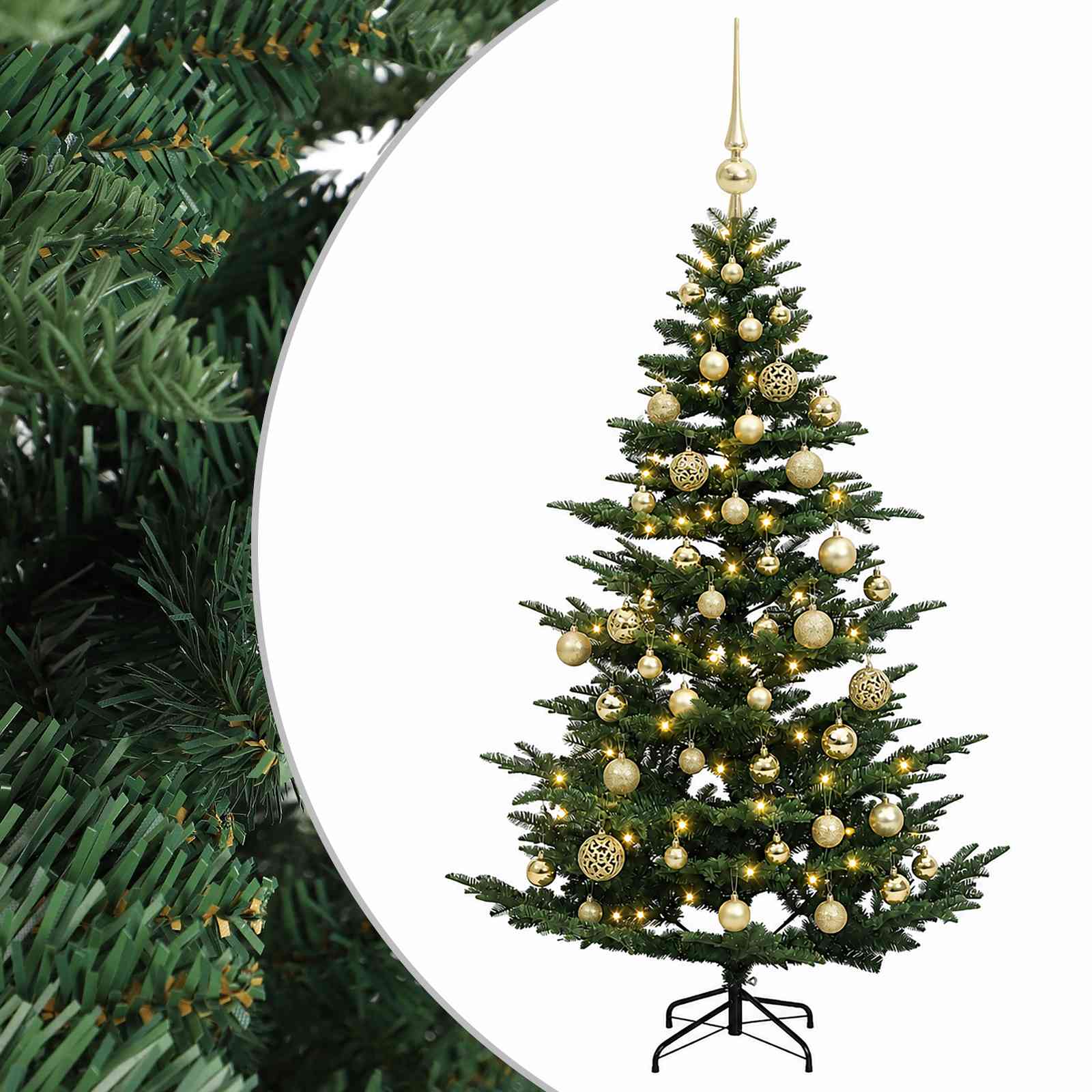 vidaXL Árbol de Navidad artificial con bolas 120 cm 150 LED