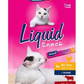 Vitakraft Snack Líquido de Pollo y Ternera para Gatos (Gatos , Snacks , Semi-húmedos) - 240 GR