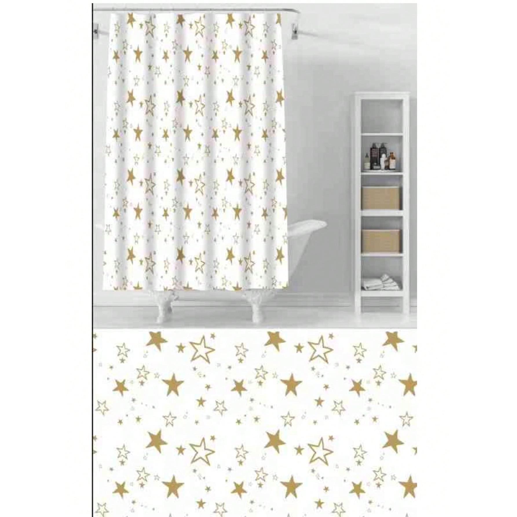 Cortina de baño impermeable y antimoho con ganchos incluidos｜Diseños creativos y modernos (mármol, estrellas, gatos, hojas, gotas de agua y más)｜Ideal para separar áreas húmedas en ducha o bañera｜Privacidad, decoración y funcionalidad en un solo producto