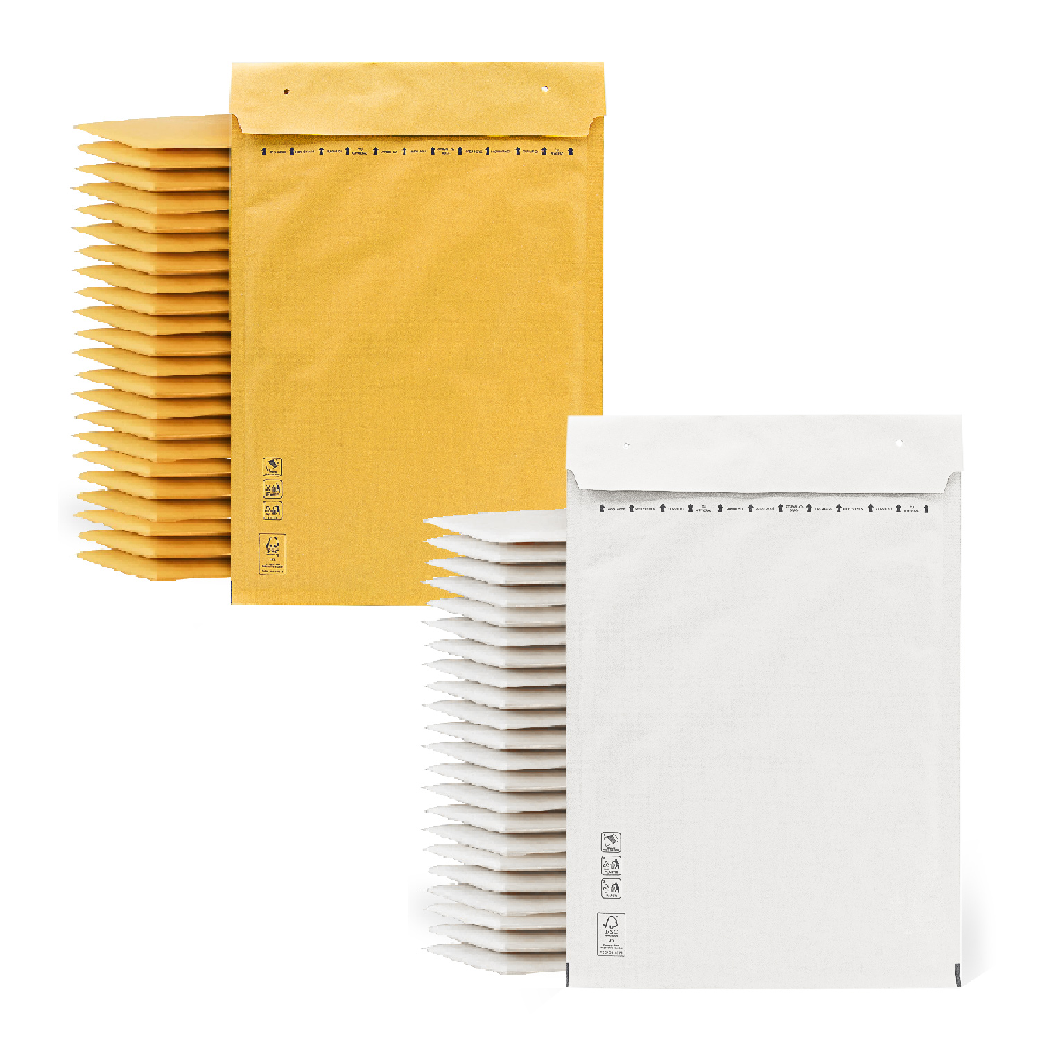 Sobres Acolchados, Sobre Acolchado para Envios, Sobres Burbujas color Kraft y Blanco, Bolsas para Envíos de Paquetes Varios Tamaños, Sobres de Envio · m-office (270x360mm, 100uds)