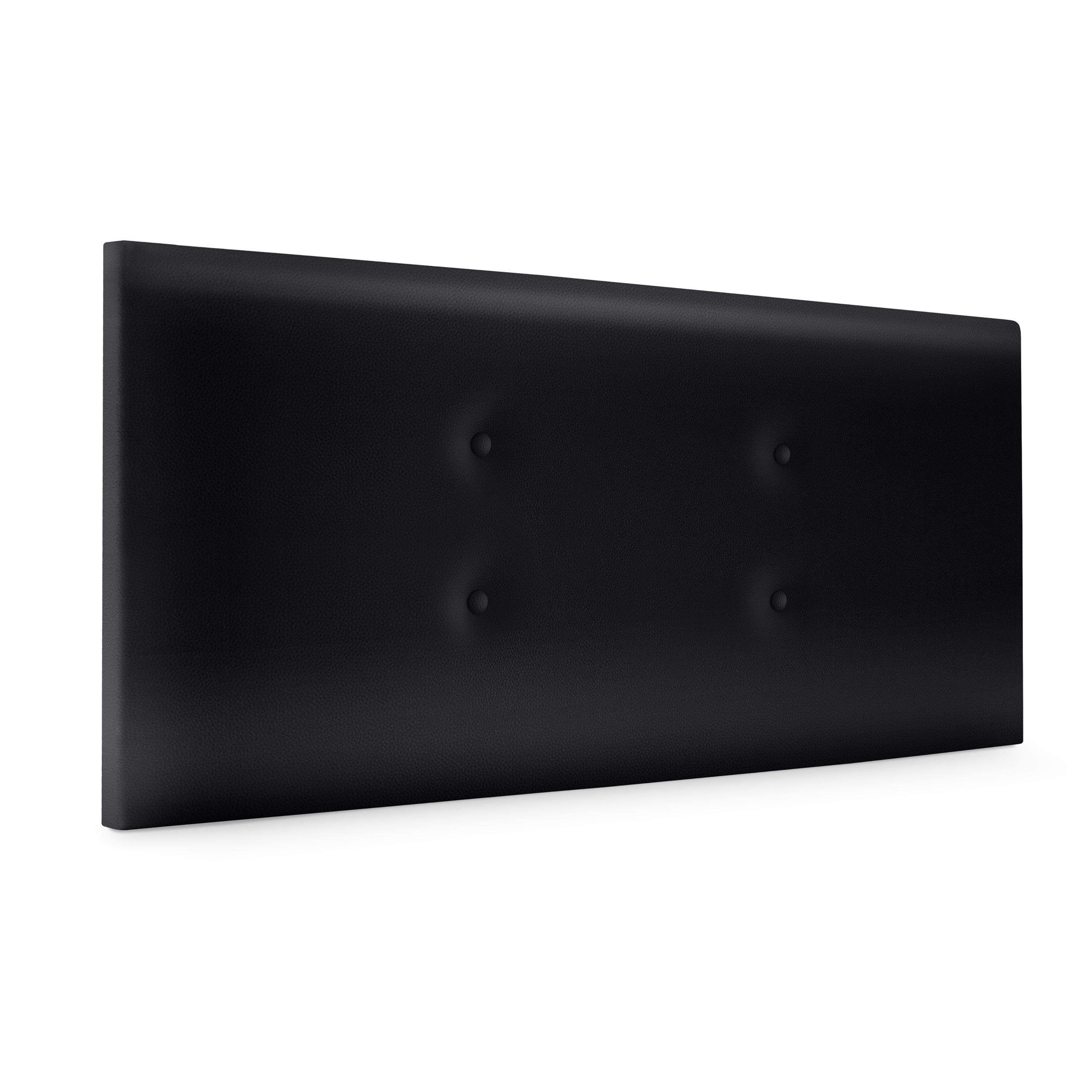 DHOME Cabecero de Polipiel o Tela Acualine con 2 Hileras de Botones Colores Cabezal Tapizado Cama Lujo (Negro Polipiel)