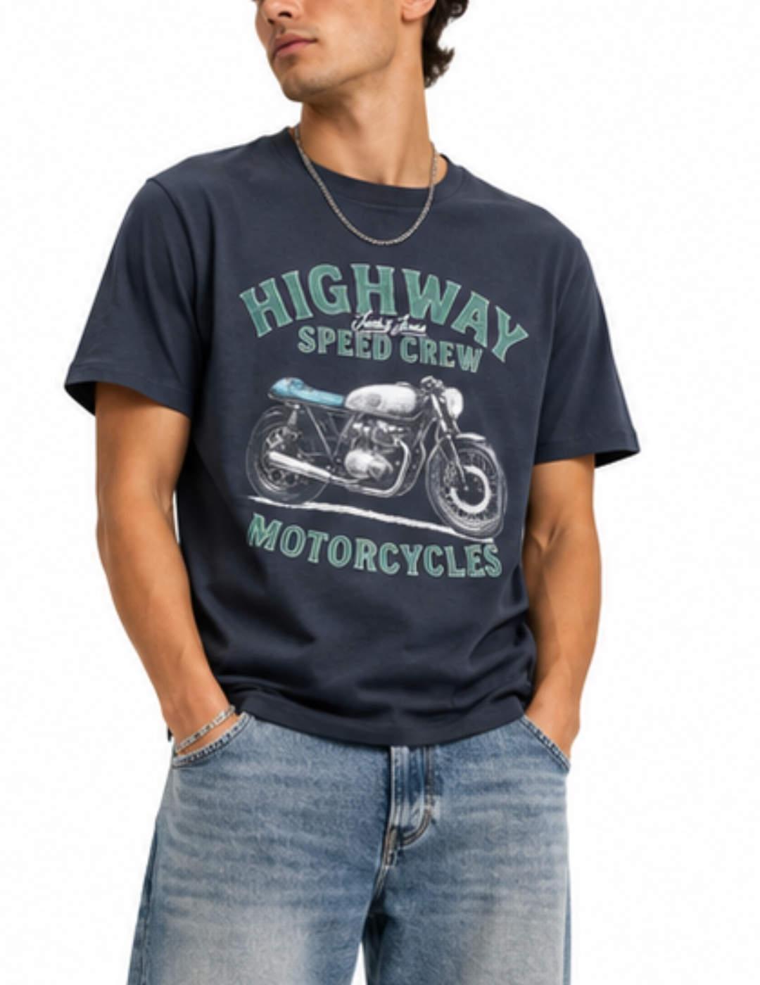 Camiseta Jack&Jones Blujean marino manga corta para hombre