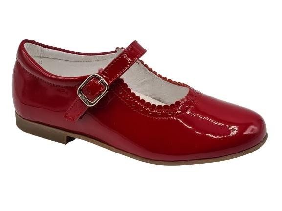 Andanines - Merceditas de charol para niñas modelo 152846 con cierre de hebilla, elegantes y formales en beige, rojo o salinas, ideal para ocasiones especiales y eventos infantiles