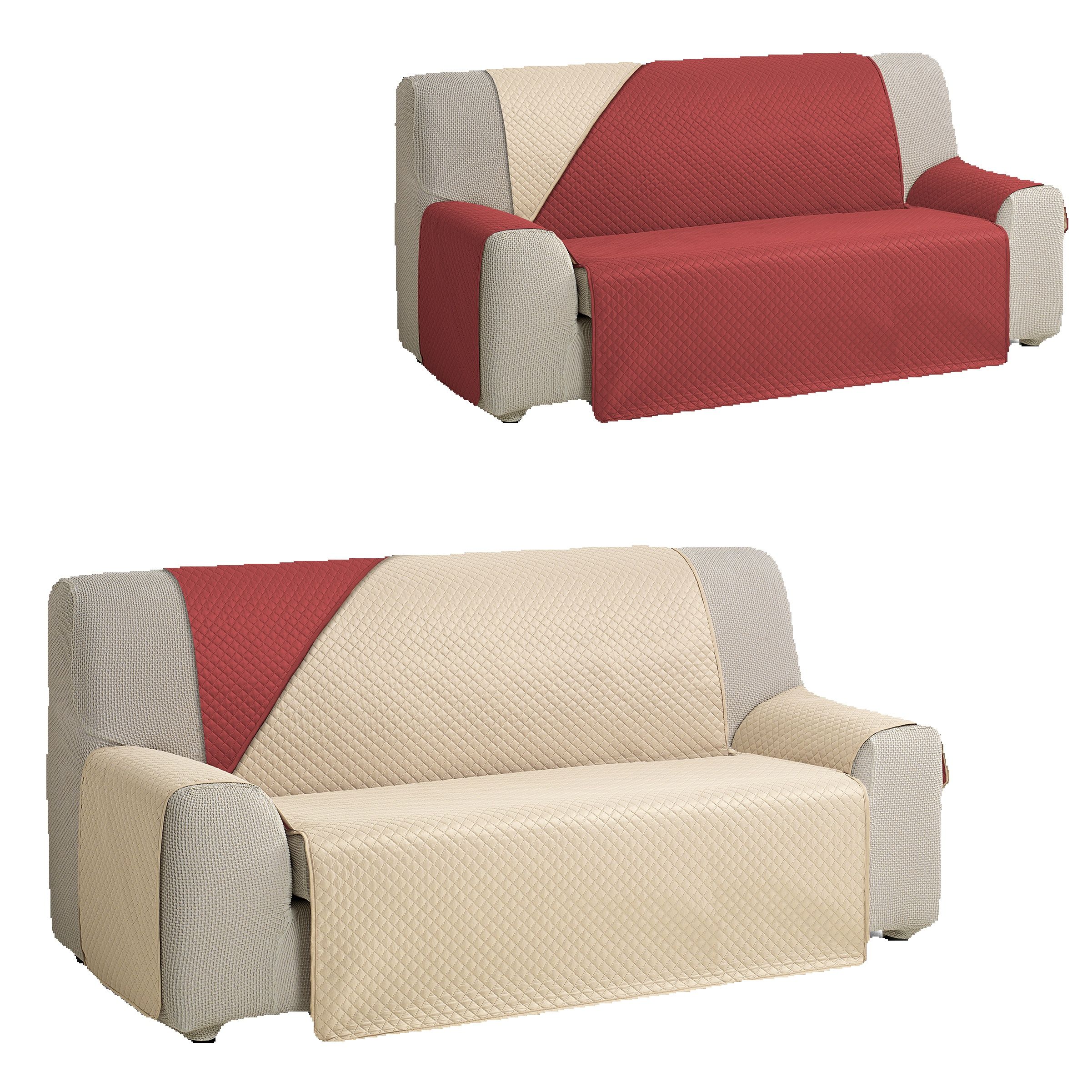 VALENTIA HOME Valentia Home - Funda Cubre Sofá Acolchada Reversible Rombo Bicolor para 1 a 4 Plazas - 13 Combinaciones de Colores