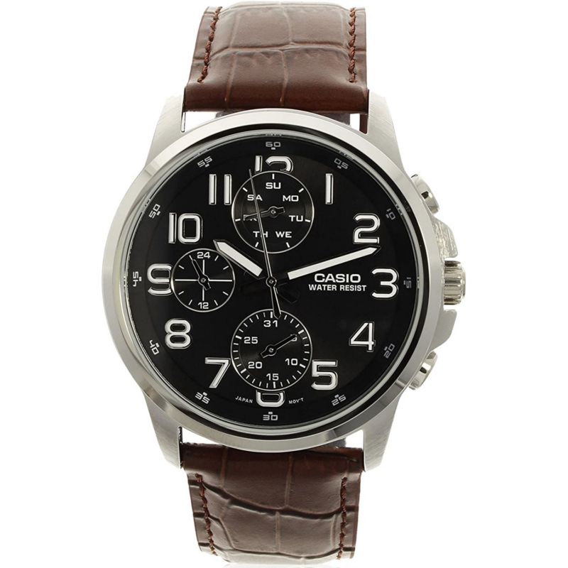 Casio  Mtp-e307l-1a Reloj De Pulsera Analógico Para Hombre Color Marron
