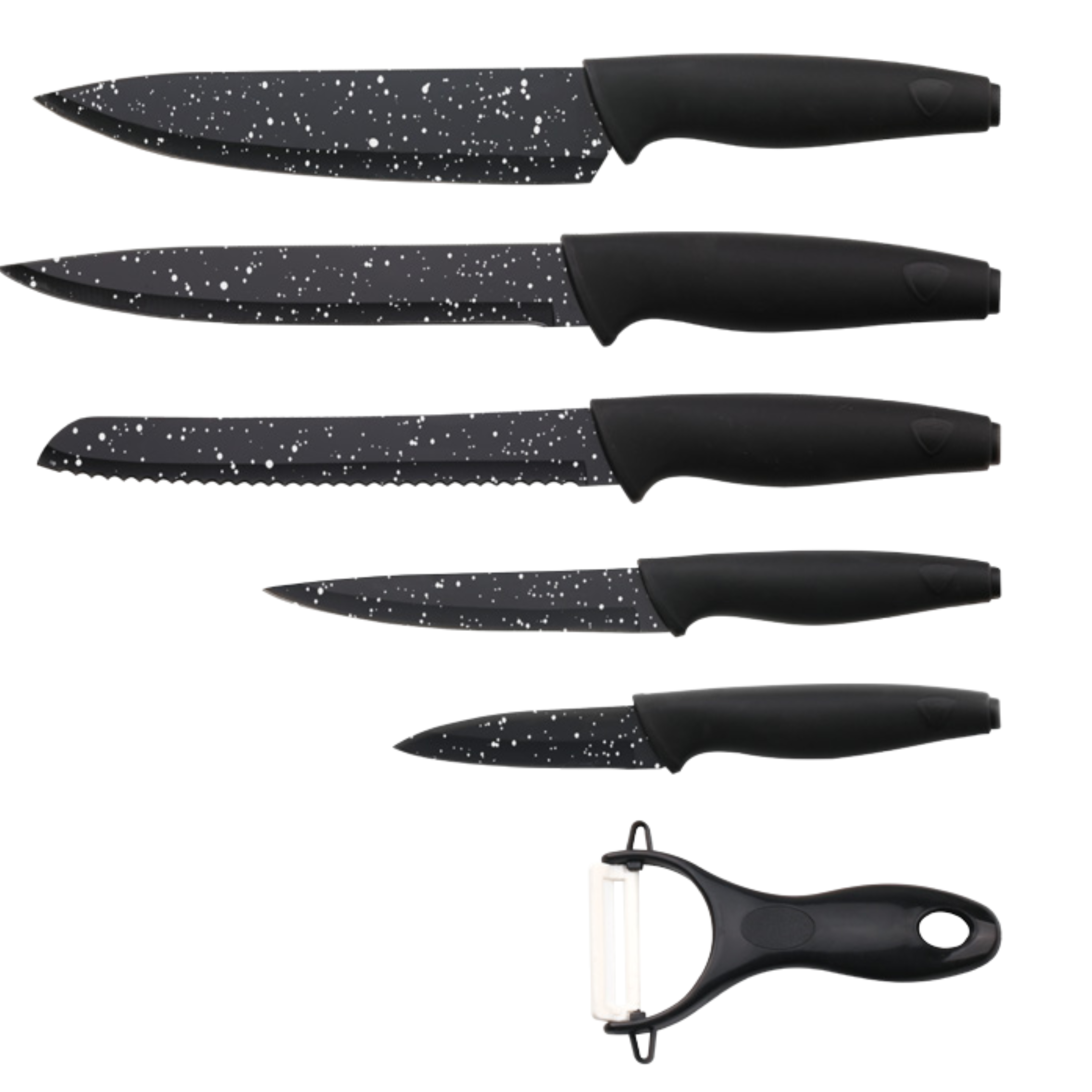 Set de Cuchillos De Cocina Elite, De Acero Inoxidable y Pelador, Mango Ergonómico Con Agarre Antideslizante