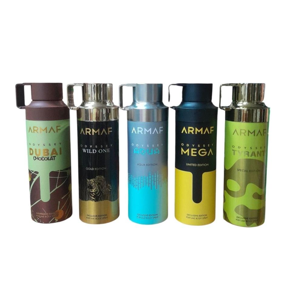 Pack 5 Uniades - Desodorantes para Mujer Armaf Odyssey - Wild One , Aqua , Dubai Chocolat 200 , Mega , Tyrian 200 Ml - Armaf Set 5 Uni