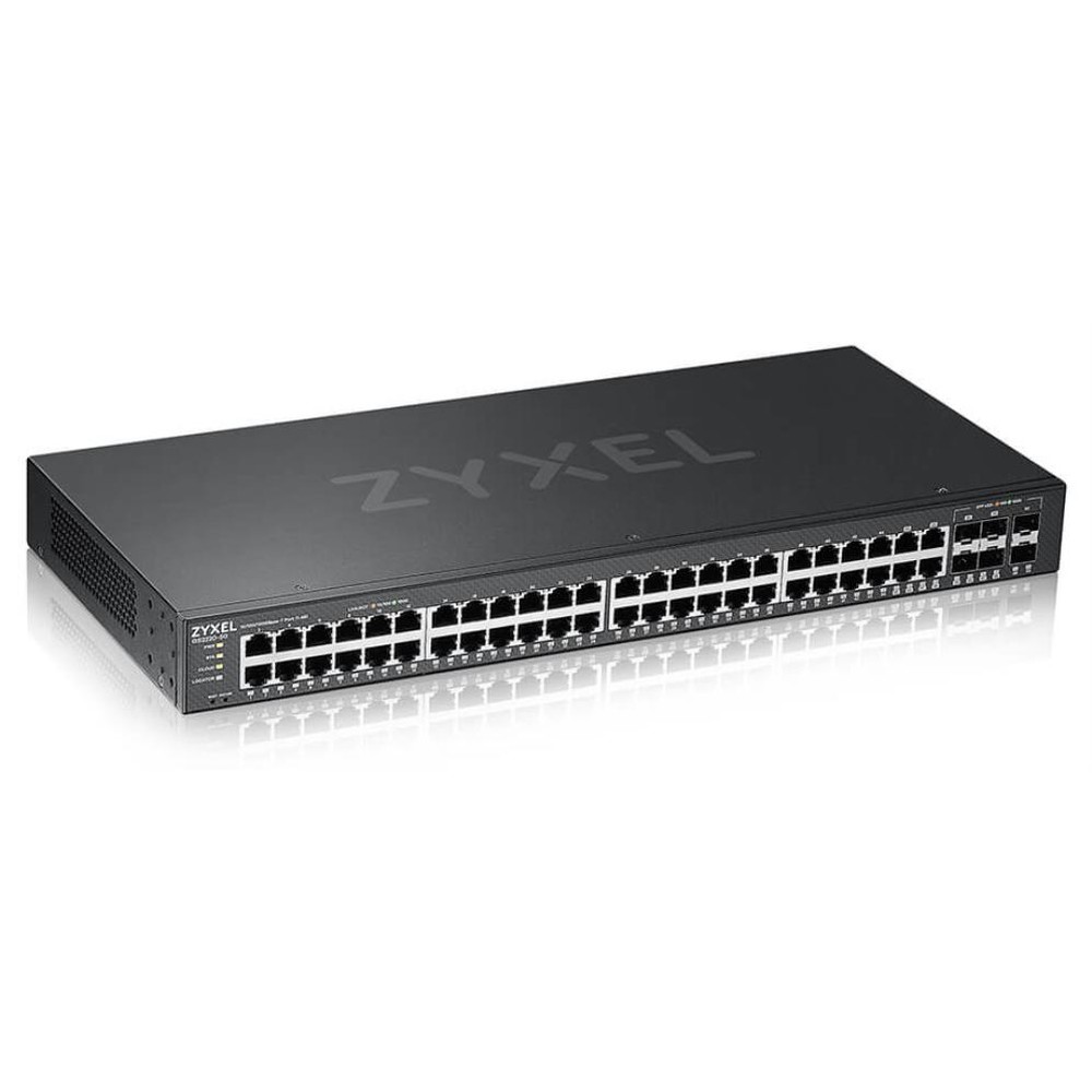 Zyxel - Interruptor GS2220-50 de 44 puertos Gigabit con 4 puertos SFP, gestión en la nube NebulaFlex Pro, ideal para redes empresariales y educativas